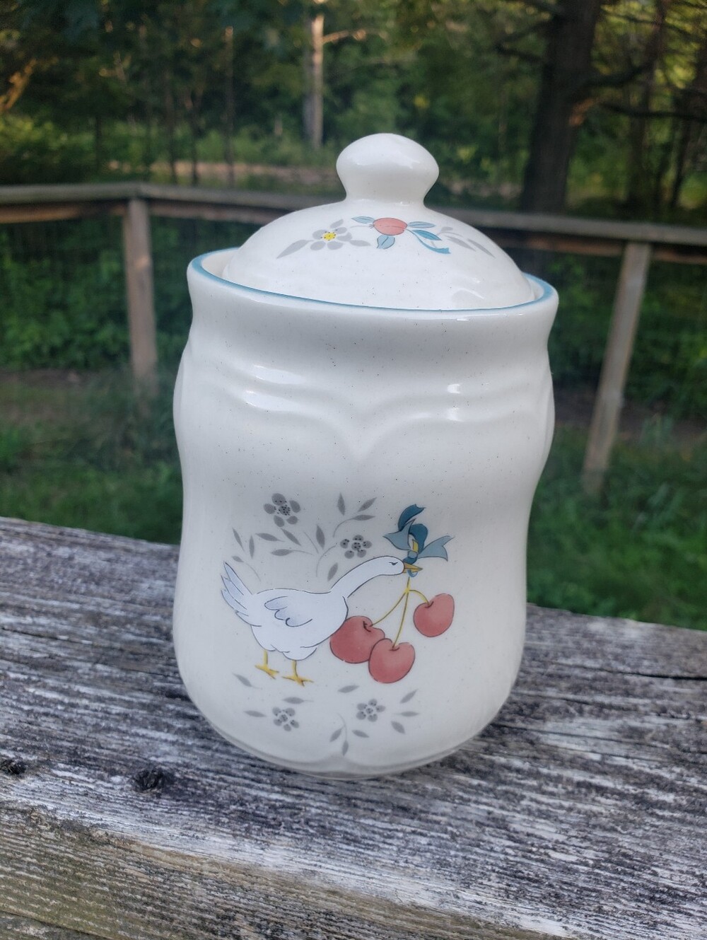 Vintage 90s Goose Ceramic Canister With Lid